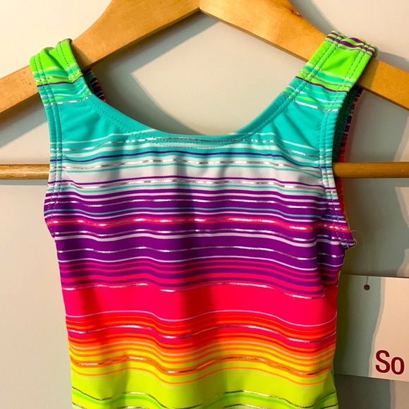 NWT! Rainbow Stripe Bathing Suit! Size 4 - Picture 2 of 5